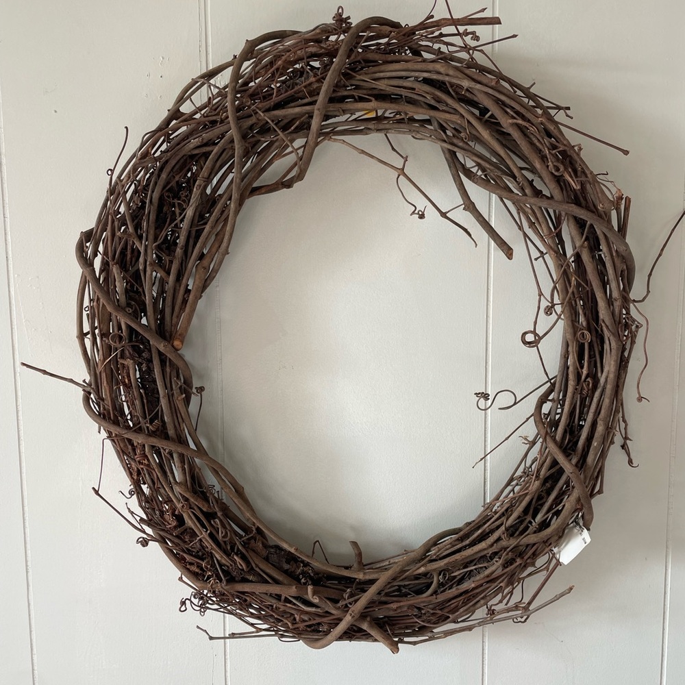 Traditional Grapevine Wreath with Willow, Cottagecore Home Decor